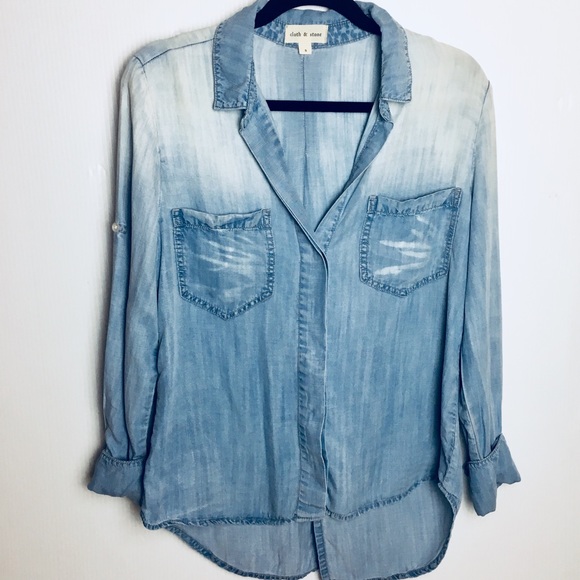Anthropologie Tops - Anthropologie Chambray Denim Shirt S